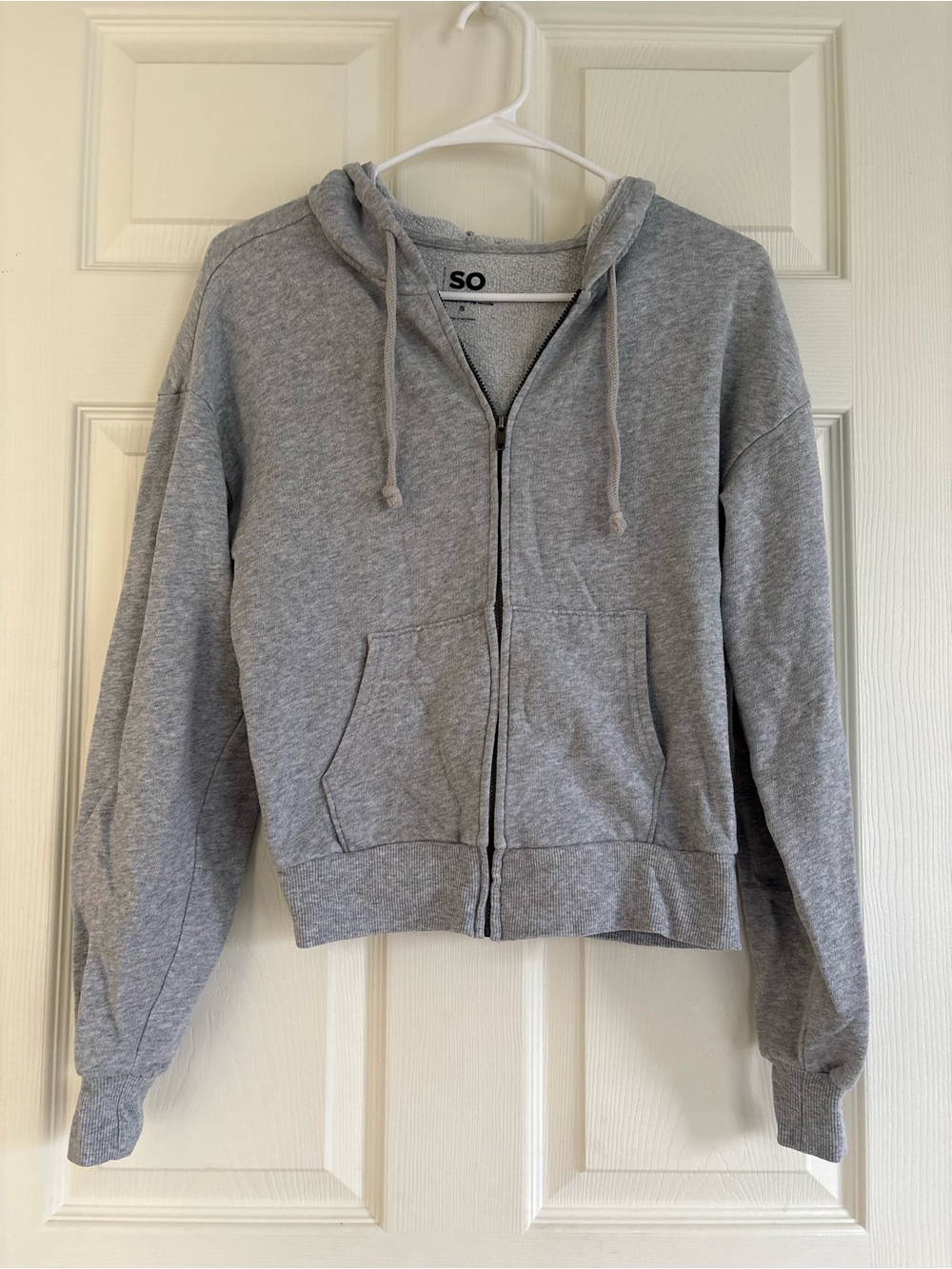 SO Light Gray Zip-Front Hoodie Cardigan